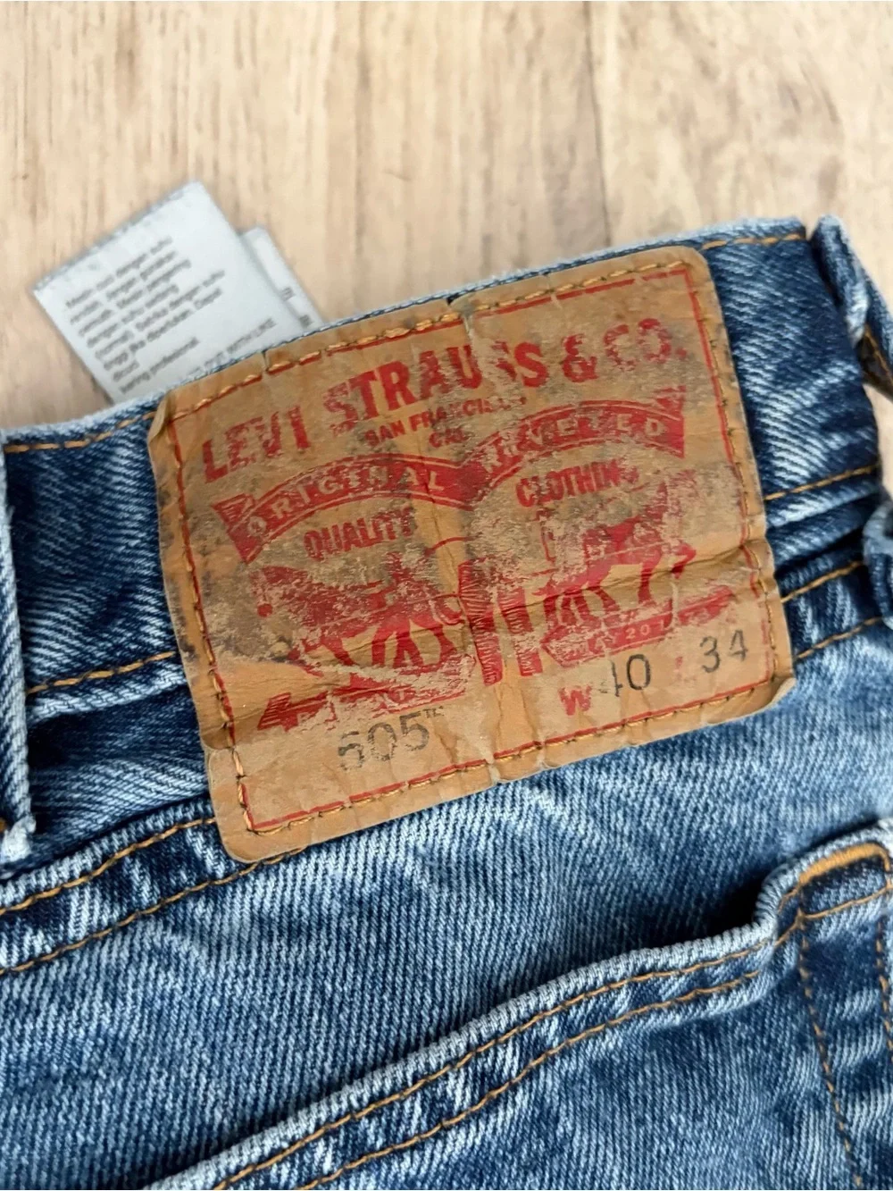 Levi's 505 Jeans Men's 40x34 Straight Leg Blue Denim Regular Cowboy USA